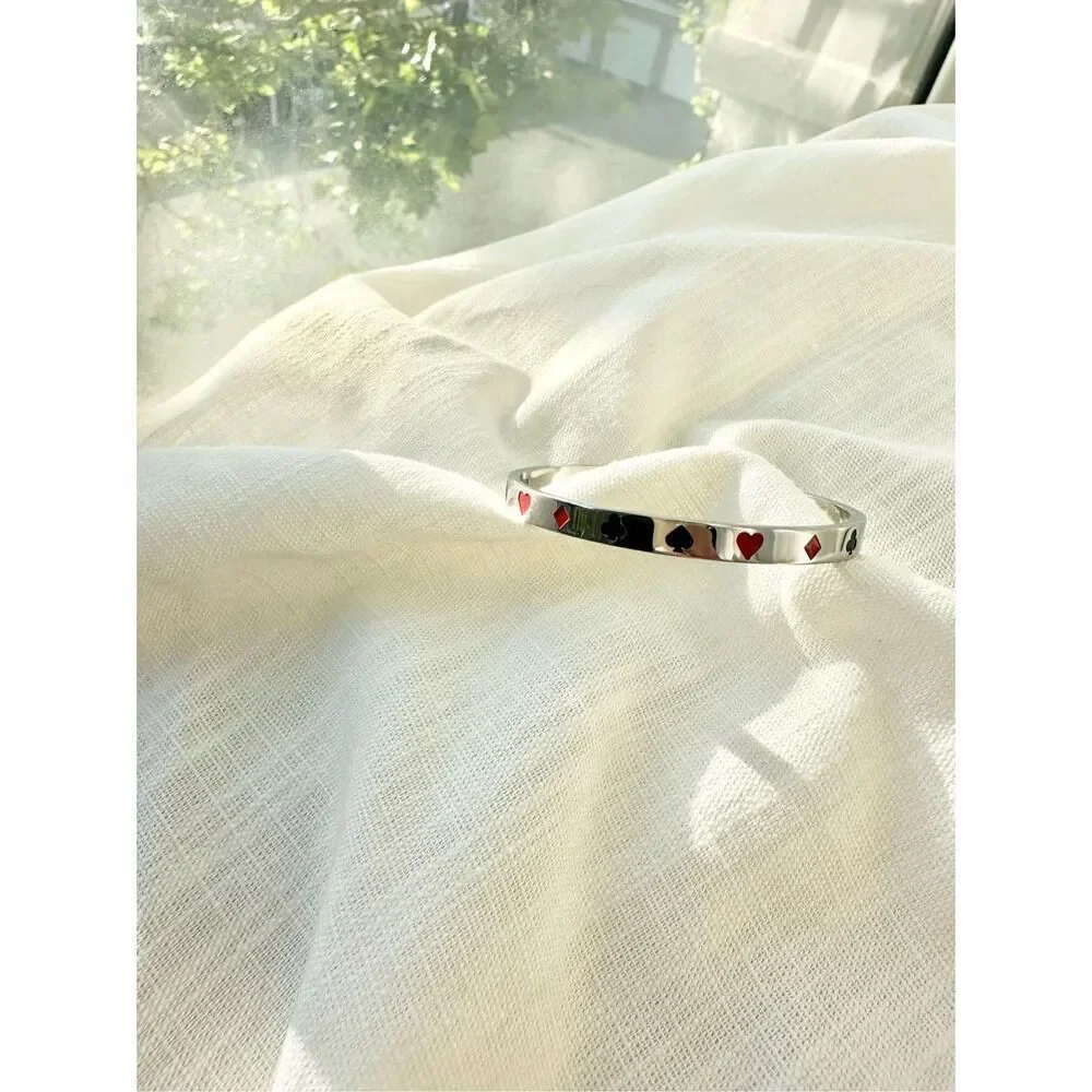 Silver color poker face bangle bracelet